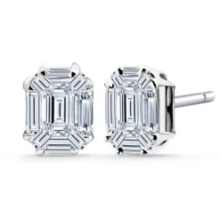 Pendientes Diamantes 1,30 Ct Talla Esmeralda Vrait