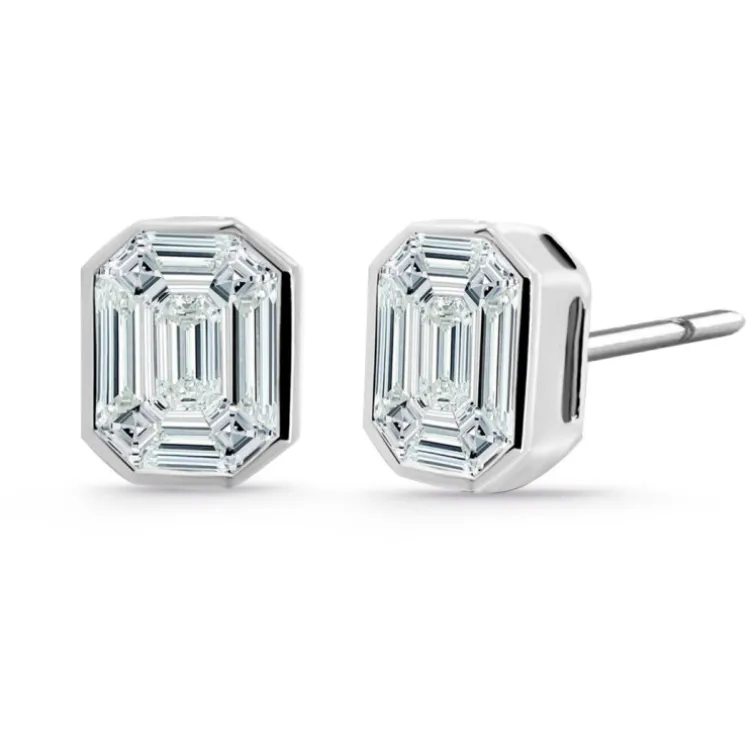 Pendientes Diamantes 1.10 Ct Talla Esmeralda Vrait