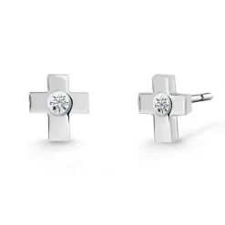 Pendientes Diamantes Dormilonas Cruz