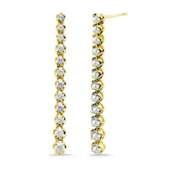 Pendientes Diamantes Largos 1.30Ct Riviere Oro Amarillo