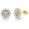 Pendientes Diamantes Margarita 0.60 Flor Orla Oro Amarillo