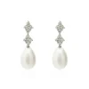 Pendientes Diamantes Y Perlas Doble Rombo