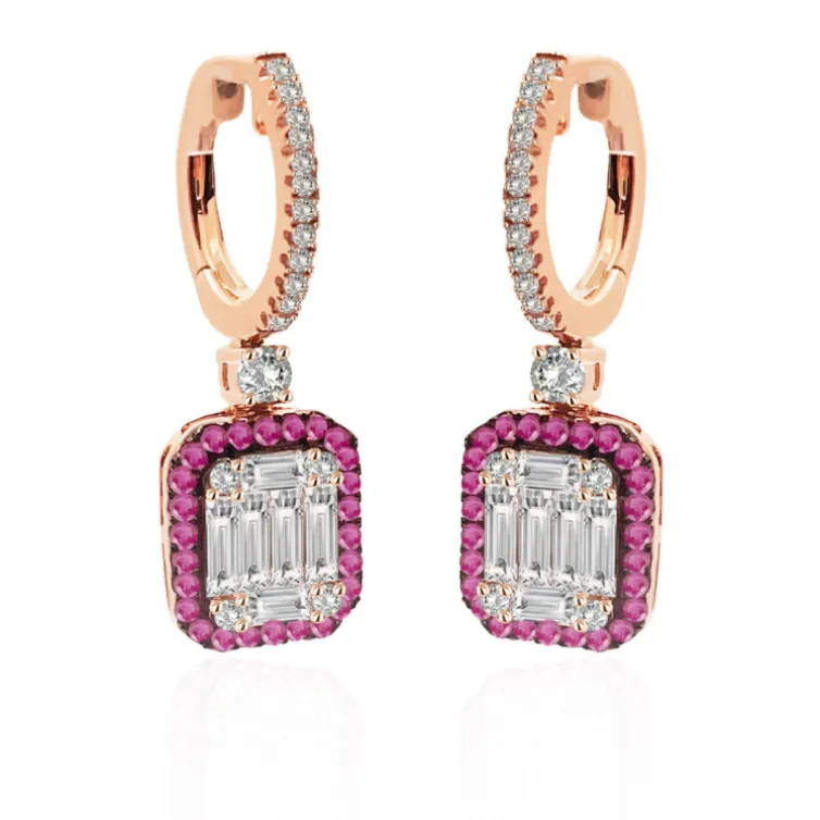 Pendientes Diamantes y Rubí Electra
