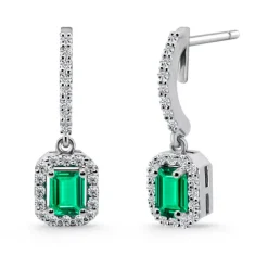 Pendientes Esmeralda 1.10Ct Oro Blanco Sunset Rectangle