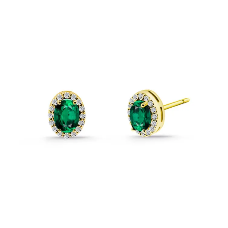 Pendientes esmeralda oval Orla Sunset 1.20 oro amarillo