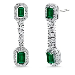 Pendientes Esmeraldas y Diamantes Sunset Rectangular