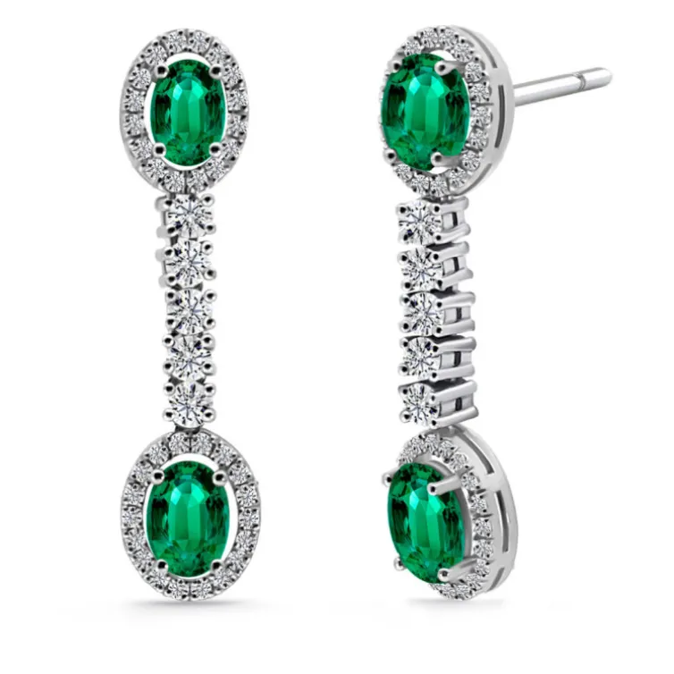 Pendientes Esmeraldas y Diamantes Dalia Oval
