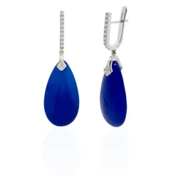 Pendientes Jade Azul Oro Y Diamantes Serenity