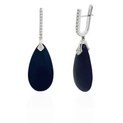 Pendientes Jade Negro Oro Y Diamantes Serenity