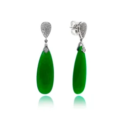 Pendientes Jade Verde Oro Y Diamantes Serenity Drop