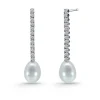 Pendientes Novia Diamantes y Perlas Serenidad Garras 0.45 Oro Blanco