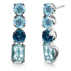 Pendientes Oro Aguamarina Topacios Rainbow