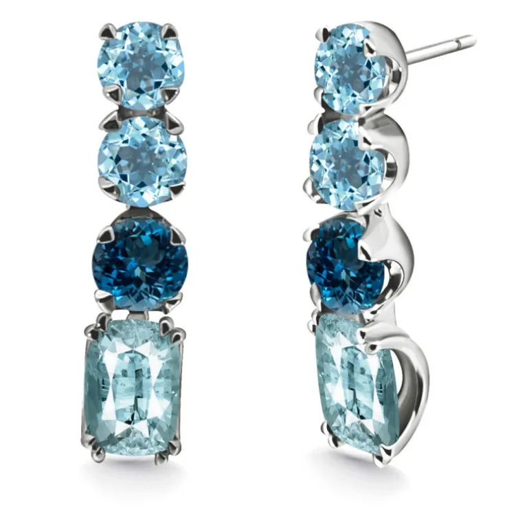Pendientes Oro Aguamarina Topacios Rainbow