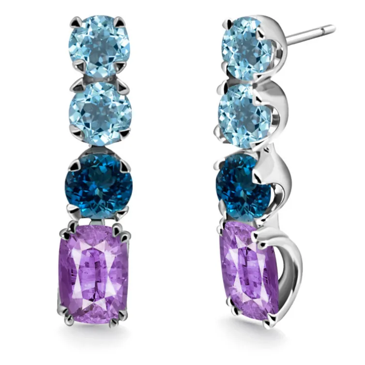 Pendientes Oro Amatista Topacio Rainbow
