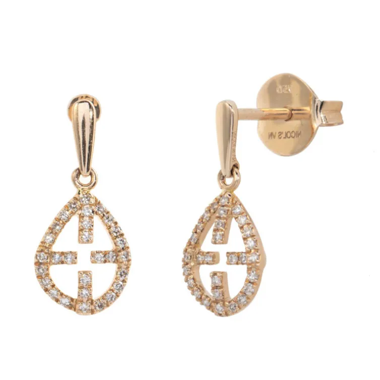 Pendientes Oro Cruz Hueca Little Details
