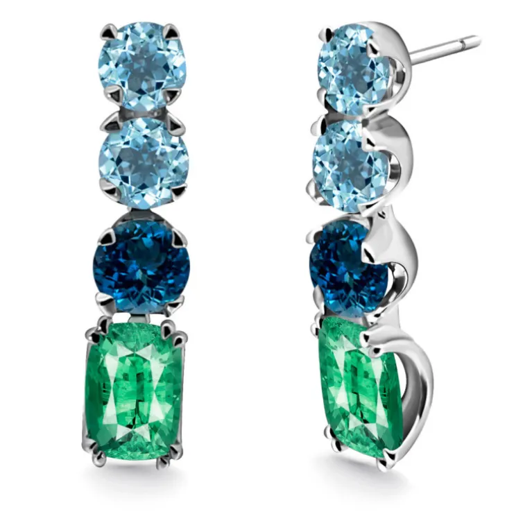 Pendientes Oro Cuarzo Topacio Rainbow