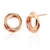 Pendientes Oro Rosa Nudo Doble Tubo