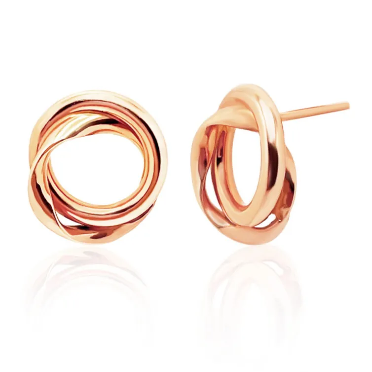 Pendientes Oro Rosa Nudo Doble Tubo