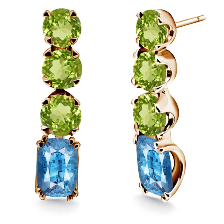 Pendientes Oro Topacio Peridoto Rainbow