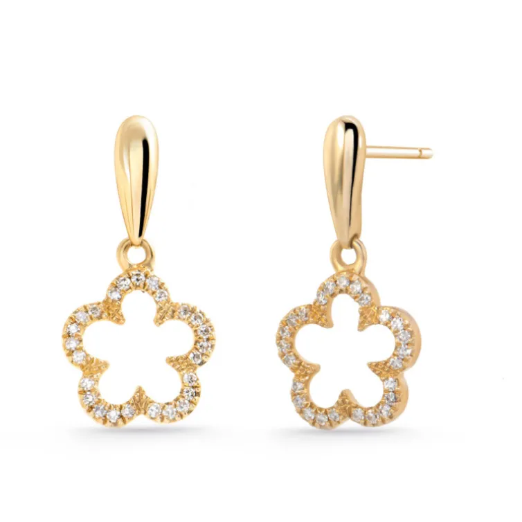 Pendientes Oro Y Diamantes Flor Little Details