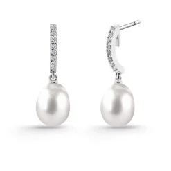Pendientes Perla y Diamantes Novia Serenidad 0.15
