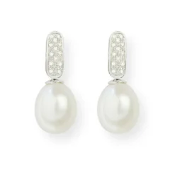 Pendientes Perla y Diamantes Novia Serenidad 0.25 Ct