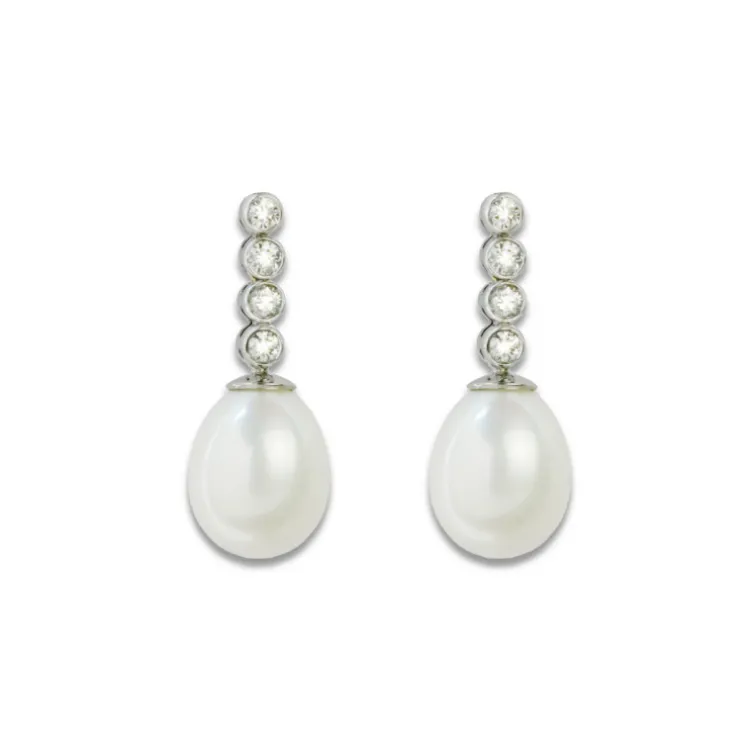 Pendientes Perla y Diamantes Novia Serenidad 0.33