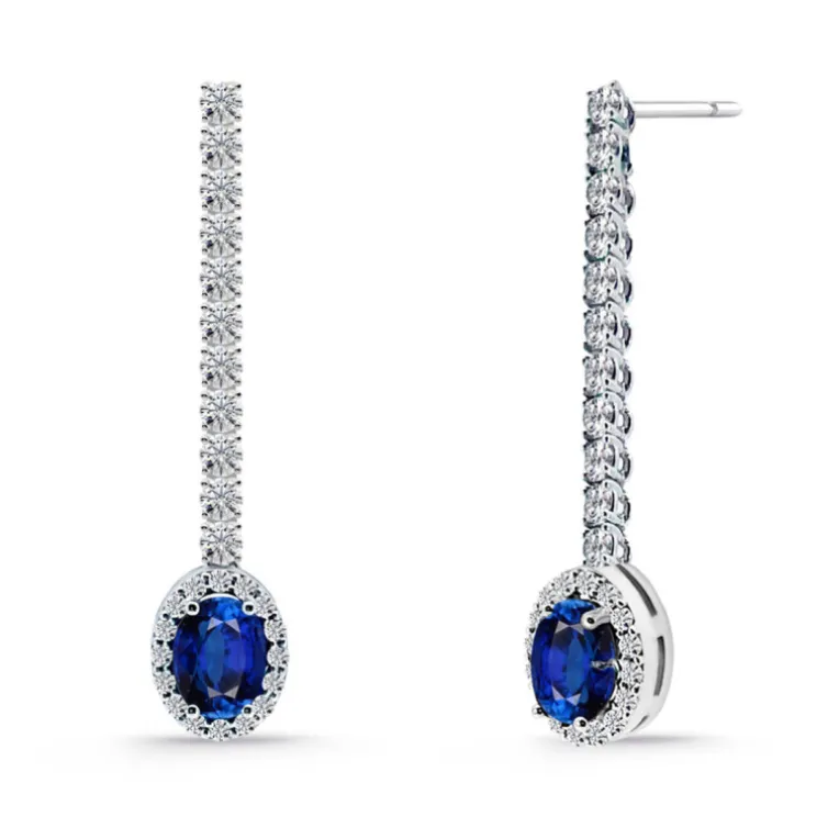 Pendientes Riviere Zafiro oval y Diamantes