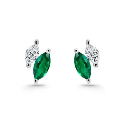 Pendientes Trepadores Marquise Diamantes y Esmeraldas