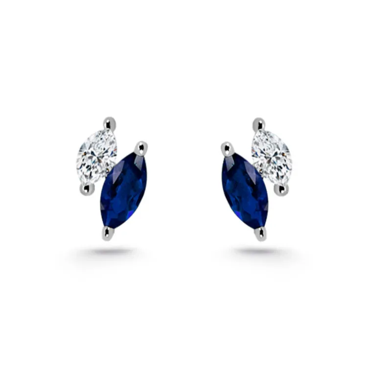 Pendientes Trepadores Marquise Diamantes y Zafiros