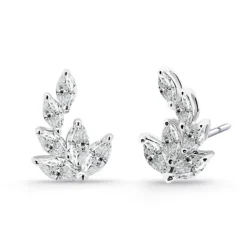 Pendientes Trepadores Oro Marquesa Flor 0.95 Ct