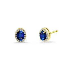 Pendientes Zafiro oval Orla Sunset 1.20 oro amarillo