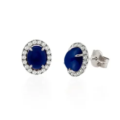 Pendientes Zafiro Sunrise Oval 5.70Ct. Oro Blanco