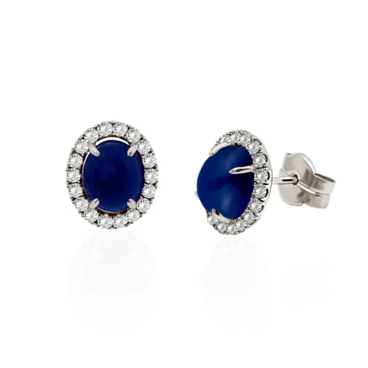 Pendientes Zafiro Sunrise Oval 5.70Ct. Oro Blanco