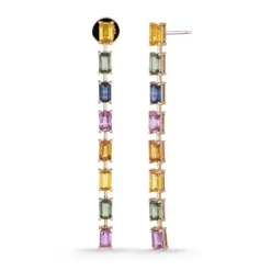 Pendientes Zafiros Colores Oro Rosa Rainbow