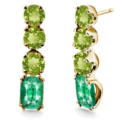 Pendintes Oro Cuarzo Verde Peridoto Rainbow