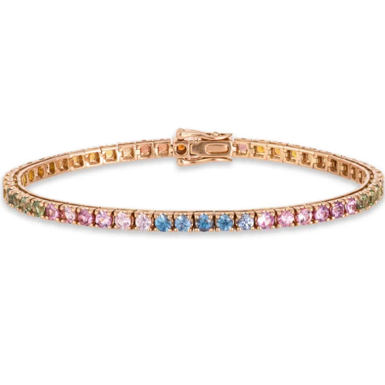Pulsera Zafiros Colores Oro Rosa Rainbow