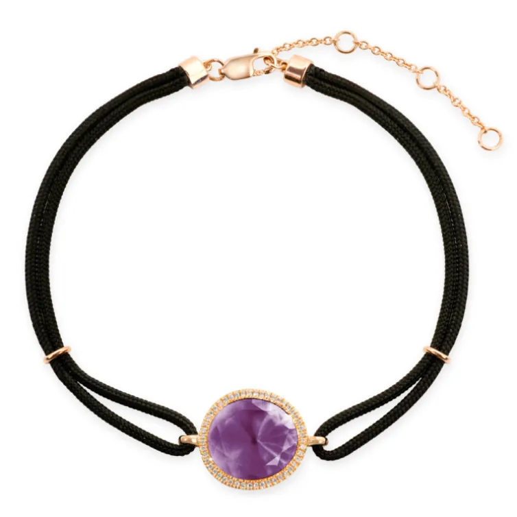 Pulsera Amatista Y Diamantes New Wave