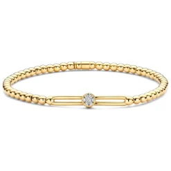 Pulsera de Oro Elástica y Barra con Rosetón de Diamantes Colette