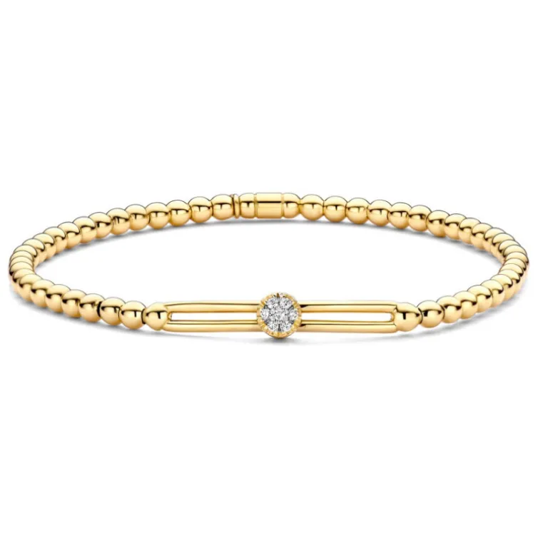 Pulsera de Oro Elástica y Barra con Rosetón de Diamantes Colette