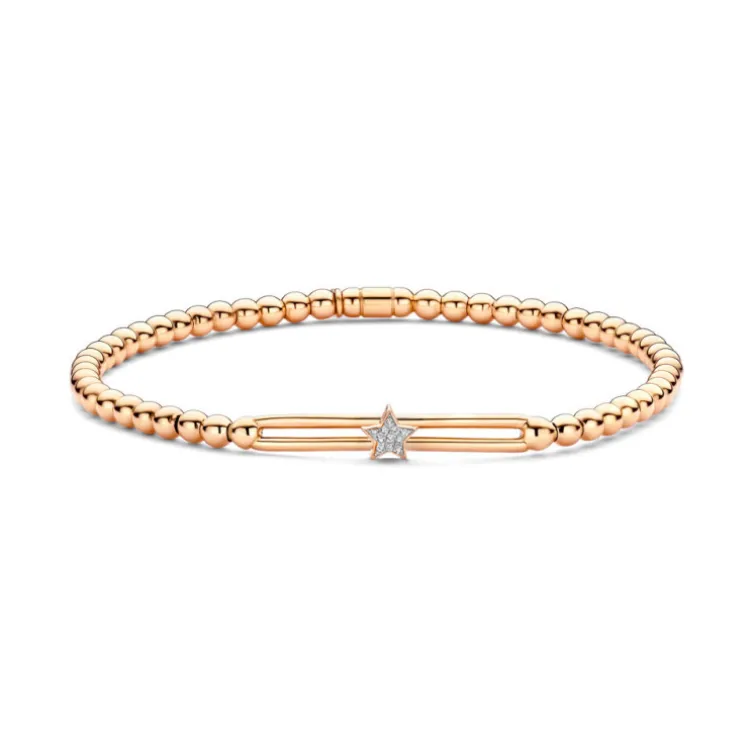 Pulsera de Oro Elástica y Barra con Estrella de Diamantes Colette