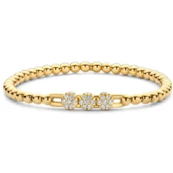 Pulsera de Oro y Tres Rosetones Grandes de Diamantes Colette