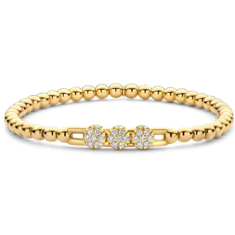 Pulsera de Oro y Tres Rosetones Grandes de Diamantes Colette