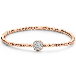 Pulsera Elástica de Oro y Rosetón Central de Diamantes Colette