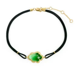 Pulsera Granate Verde Y Diamantes Nube New Wave