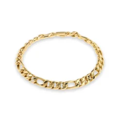 Pulsera Hombre Oro Amarillo Maciza 18K Figaro 3-1