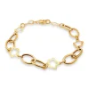 Pulsera Oro Amarillo Eslabones Flor Hueca