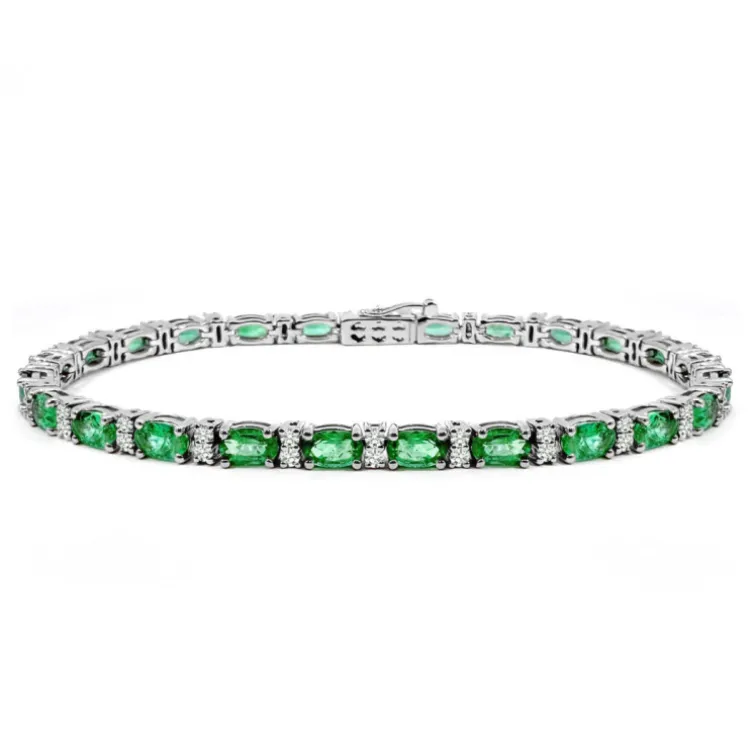 Pulsera oro blanco esmeraldas y diamantes Riviere Royal