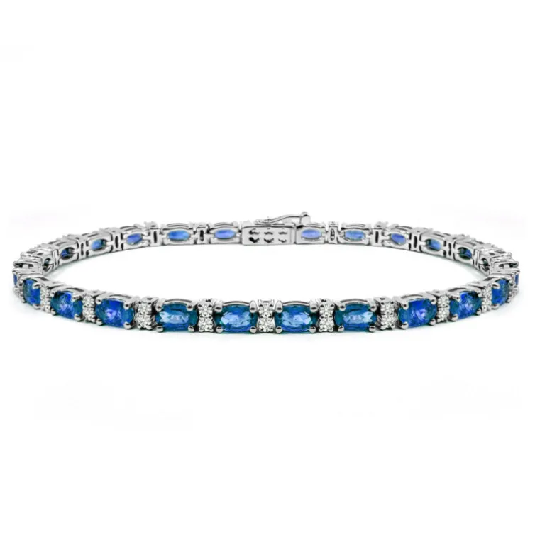 Pulsera oro blanco zafiros y diamantes Riviere Royal