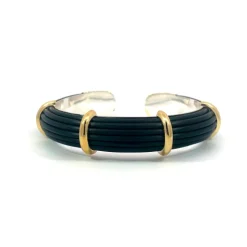 Pulsera Oro Caucho y Plata Unisex Bóveda 12mm